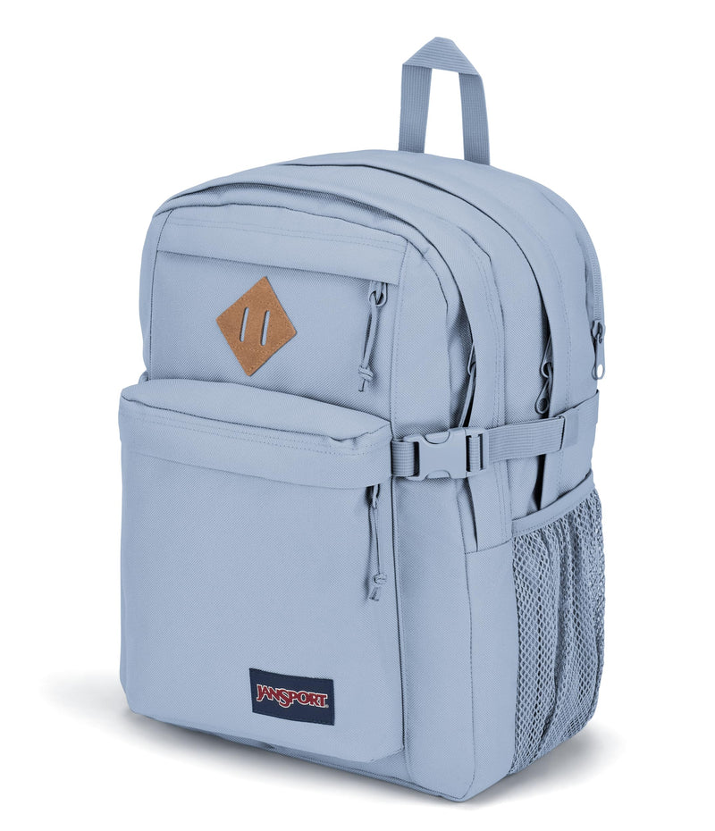 JanSport Main Campus FX Backpack - Travel or Work Bag w 15-Inch Laptop Pack with Leather Trim, Blue Dusk