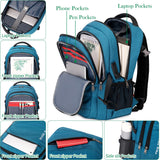 FENGDONG 17.3 inch Large Laptop Backpack Durable Waterproof Travel College Backpack Bookbag for Men & Women Business Backpack with USB Charging Port and Headset Port Light Teal