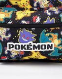 Pokémon Pikachu Charizard Gengar Meowth Backpack in Black | Kids Character All Over Print Bag | Adjustable Shoulder Straps