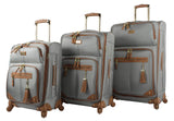 Steve Madden Designer Luggage Collection - 3 Piece Softside Expandable Lightweight Spinner Suitcase Set - Travel Set includes 20 Inch Carry on, 24 Inch & 28-Inch Checked Suitcases (Harlo Gray)