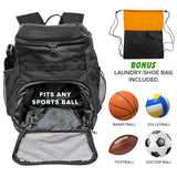 Xelfly 25L Basketball Backpack with Ball Compartment - For Sports Equipment, Gym, Travel