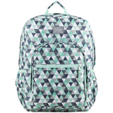 Eastsport Carry On Travel Weekender Backpack with Extra Large Main Compartment, Mint/Grey Triangles
