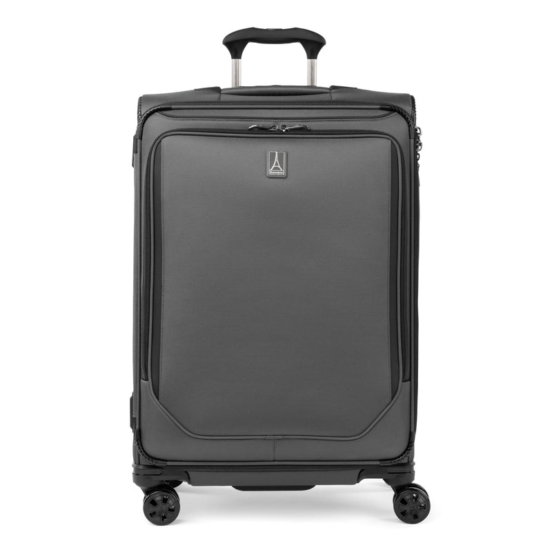 Travelpro Crew Classic Lightweight Softside Expandable Checked Luggage, 8 Wheel Spinner Suitcase, TSA Lock, Men and Women, Checked Medium 25-Inch, Titanium Grey