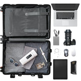 All Aluminum Carry On Luggage 22x14x9 Airline Approved, Zipperless Carry On Suitcase Hard Shell Carry On Luggage with Spinner Wheels, Black 3-Piece with14in Hand Tote Suitcase,Eco-friendly tote bag