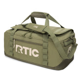 RTIC Road Trip Duffle Bag for Men and Women, Traveling Tote for Camp, Travel, Gym, Weekender, Camping, Overnight, Carry On, Sports, Spacious, Water Resistant, Medium, Olive & Beach