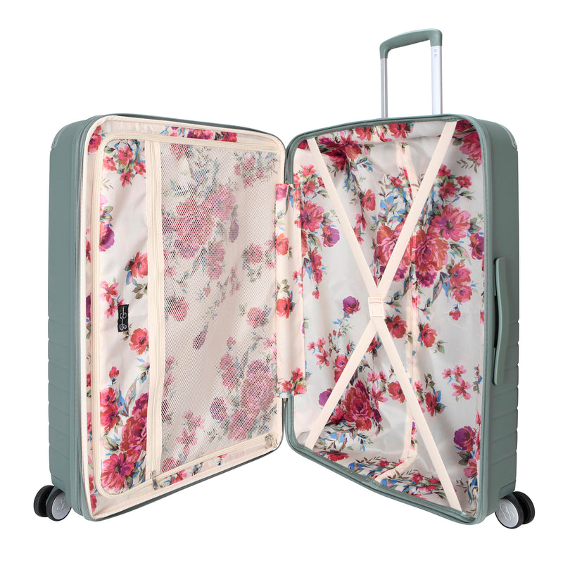 Jessica Simpson Countryside 30" Expandable 8-Wheel Spinner Large Checked Luggage Suitcase, Chinois Green