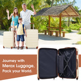 Merax Luggage Sets 2 Piece Expandable Hardside Luggage with Travel Bag Suitcase Set with Spinner Wheels(20+24+bag,Brown+White-1)