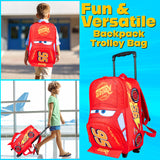 Disney Cars Lightning McQueen Carry-On Luggage with Wheels & Telescopic Handle for Kids 16”– 25L, Lightweight Travel Bag for Boys & Girls, Trips & Vacation Gifts