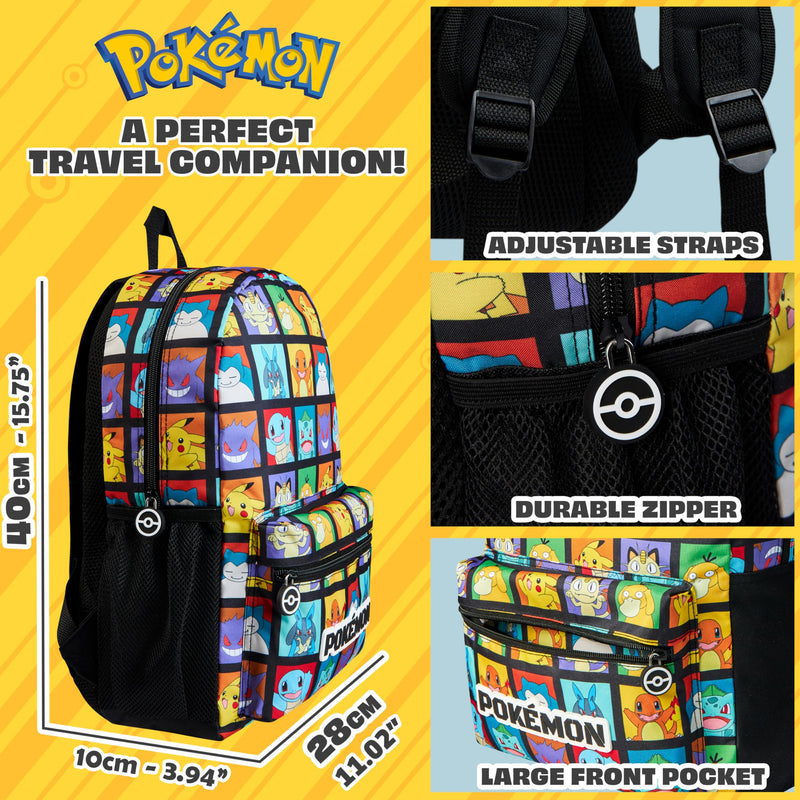 Pokemon Backpack for Kids Teens Pikachu Anime School Bag Daypack Backpacks for Daycare Sports School Supplies Gifts for Kids (Multi)