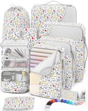 8 Set Packing Cubes for Travel, Gifts for Women Mom,Anti-Tearing Suitcase Organizer for Luggage with Shoe & Hanging Toiletry Bag,OlarHike Vacation Essentials & Accessories for Cruise Ship,Flower