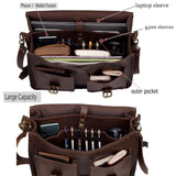 Leather Messenger Bag For Men - leather laptop bag briefcase for women - Mens Satchel Bag, 18 Inch Brown Genuine Buffalo Leather Computer Bag For Work