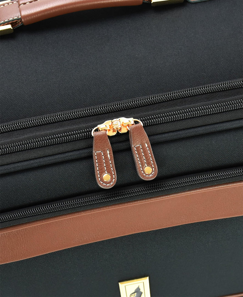 London Fog Nottingham 20 Inch Expandable Spinner Carry on Softside Suitcase, Black Chestnut