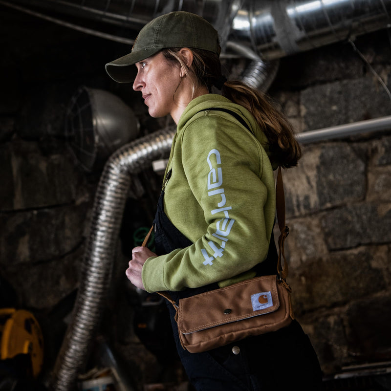 Carhartt Crossbody Horizontal Bag, Carries as a Crossbody, Clutch or Waist Pack with Removable Strap, Carhartt Brown