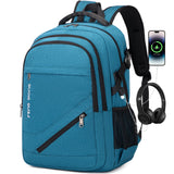 FENGDONG 17.3 inch Large Laptop Backpack Durable Waterproof Travel College Backpack Bookbag for Men & Women Business Backpack with USB Charging Port and Headset Port Light Teal