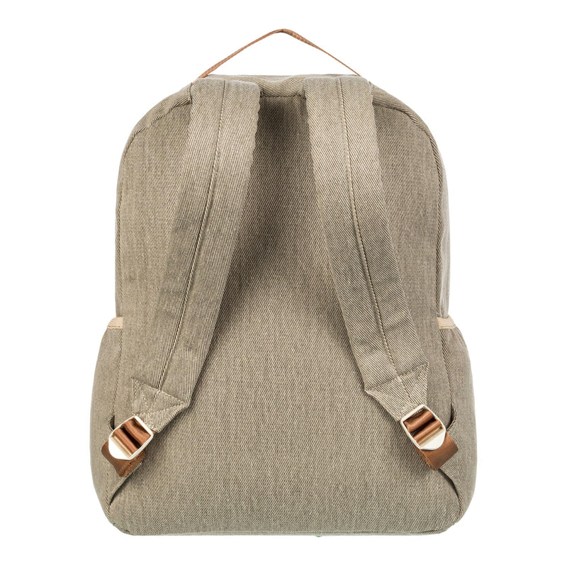 Roxy Party Waves Small Compact Backpack with Exterior Storage and Adjustable Straps - Parchment