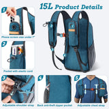 BECOJADDE 15L Small Hiking Backpack for Men Women Foldable Packable Back Pack Ultralight Hiking Daypack for Travel Camping Outdoor, Turquoise
