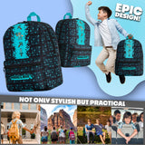 Minecraft Backpack for Boys Kids Teens Adjustable Straps Front Pocket Daypack Backpacks for Sports Gym School Gamer Gifts (Blue)
