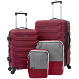Wrangler 4 Piece Miami Luggage and Packing Cubes Set, Red