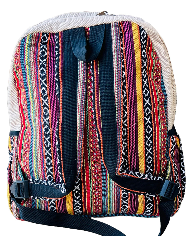 Himalayan Craft Handmade Unique Design Himalayan Hemp Cotton Backpack 17 IN Large Hippie, Festival, Hiking & Tablet Laptop Backpack Bag - Made In Mt. Everest Country Nepal