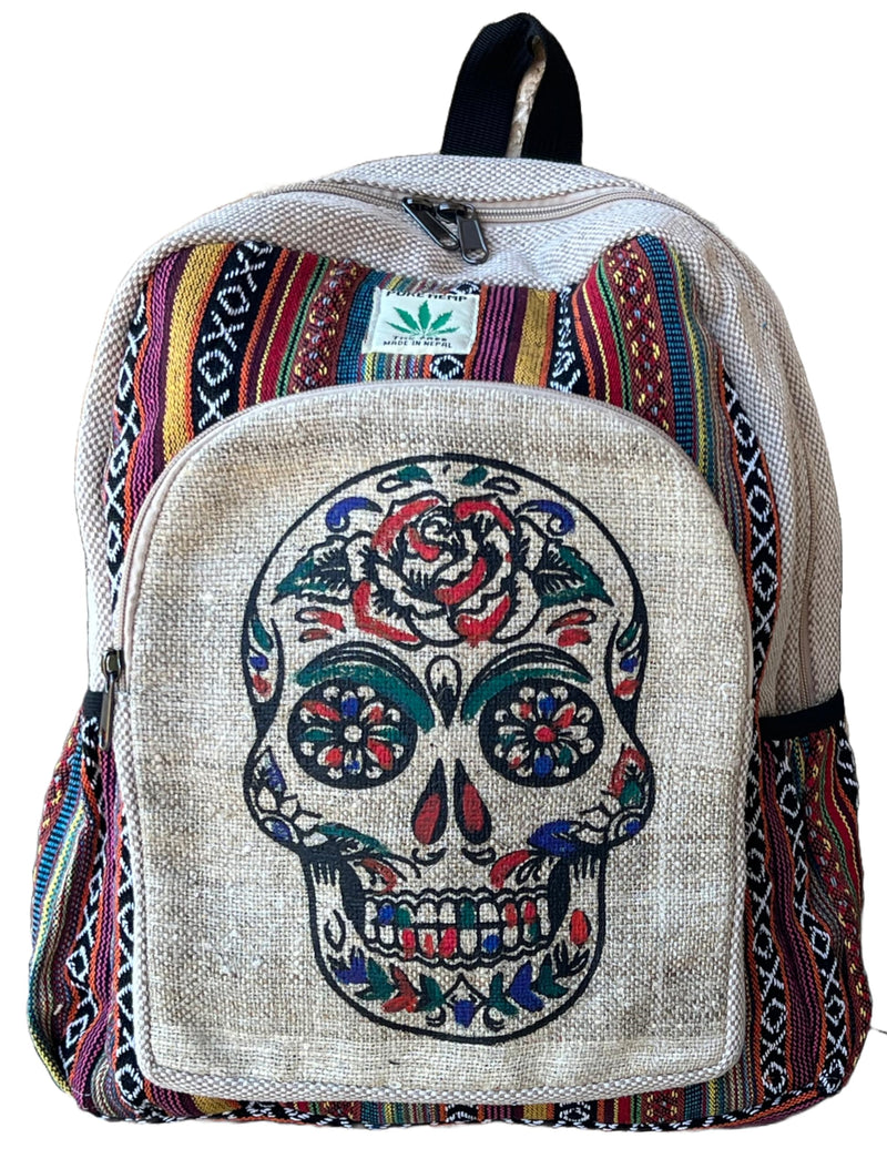 Gurkha Handmade Hemp Backpack 13 IN Large Unique Himalayan Hemp Backpack Hippie, Festival, Hiking, Tablet & Laptop Backpack - Handmade In Mt. Everest Country Nepal