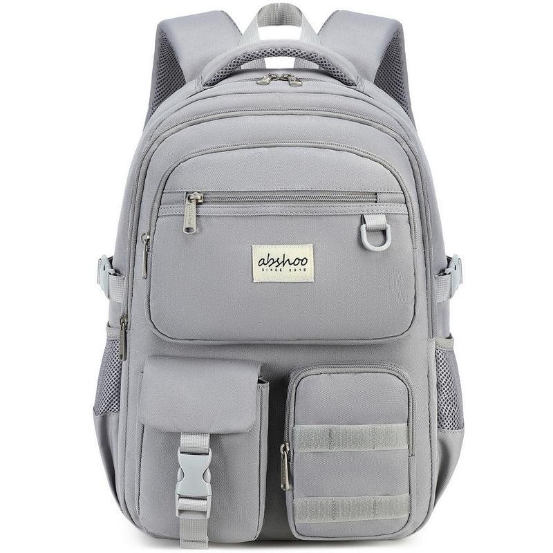 abshoo Large Heavy Duty Backpack For School College Bookbag Casual Multi Pocket Travel Backpacks (Grey)