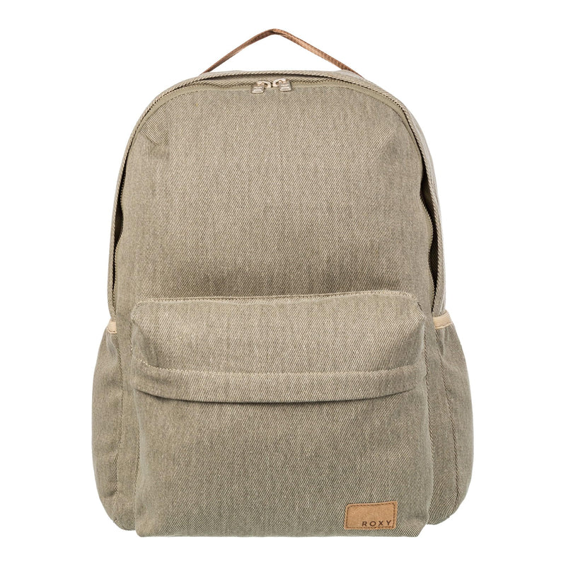 Roxy Party Waves Small Compact Backpack with Exterior Storage and Adjustable Straps - Parchment