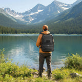 MATEIN Fishing Backpack Tackle Box, Water Resistant Tackle Backpack Boys Fishing Bags with Cooler & Rod Holders, Large Fish Organizer Box Storage Gear Accessories, Fish Gifts for Men, Black