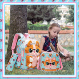 Meetbelify Kids Backpacks for Girls School Backpack with Lunch Bag Pencil Case for Elementary Student 3D Carton Plush Kids Travel School Bag for Girls Ages 6-8 Years Old