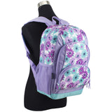 Eastsport Laptop Backpack, Multipurpose Casual Daypack, Triple Compartments Bookbag for College, Hiking, Work, 18 Inches, Purple Flowers