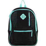 Eastsport Active Semi Transparent Soft Comfortable Mesh Backpack, See Through for Work, Travel, Security, Swimming, Beach, Black/Turquoise