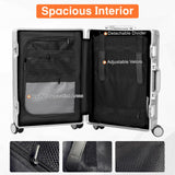 VentureVault All Aluminum Carry On Luggage 22x14x9 Airline Approved，Hard Shell Carry On Luggage, Zipperless Luggage Aluminum Suitcase Luggage (sliver, 20inch)