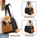 Black Dog Purse Carrier for Small Dogs – Cotton Padded Interior, Multiple Pockets, Breathable Mesh & Comfortable Strap, Durable Polyester Travel Bag, Lightweight Cat Carrier, Versatile Small Pet Bag