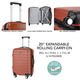 Wrangler 20" Piece USB Port Cup Holder Carry-On Luggage