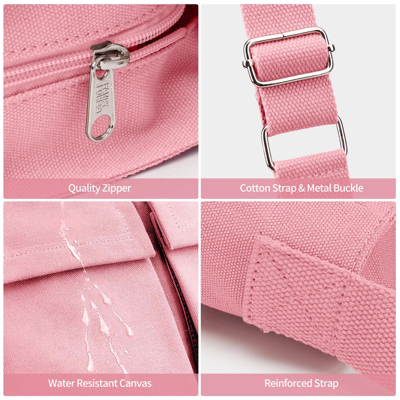 KALIDI FANCY FOREST Canvas Messenger Bag for Women Men, Large Crossbody Bag for College Work Travel Daily, Pink