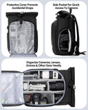 Smasrob Camera Backpack with Padded Laptop Sleeve and Tripod Holder, Camera Bags for Photographers with Adjustable Dividers, Black