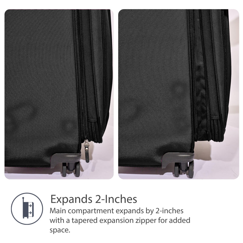 Travelpro Tourlite Softside 25" Expandable Luggage with 4 Spinner Wheels, Lightweight Suitcase, Checked Medium, Black