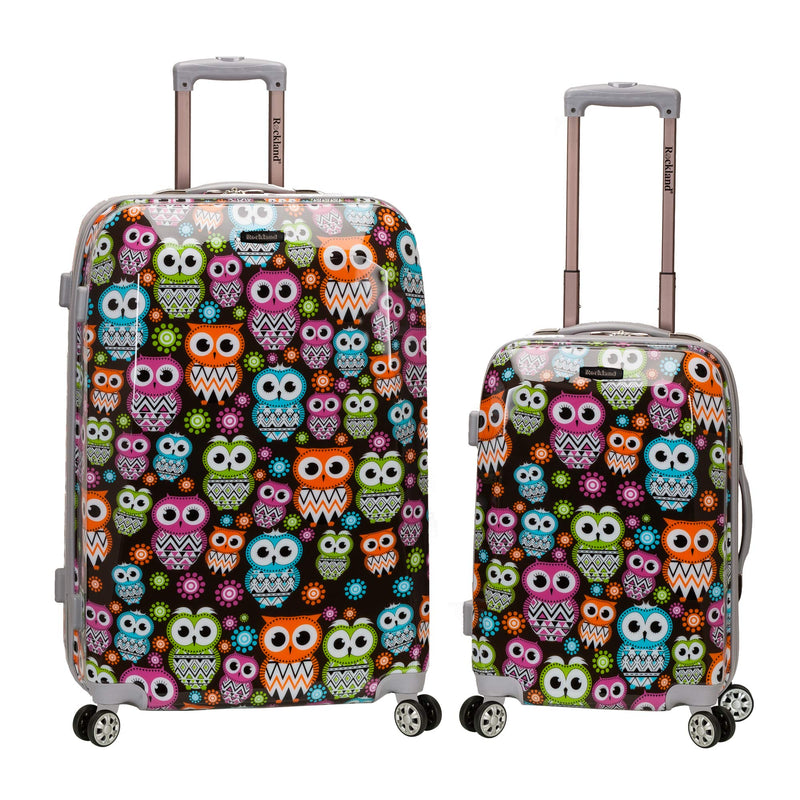 Rockland Departure Hardside Spinner Wheel Luggage, Owl, 2-Piece Set (20/28)