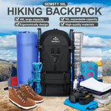 SEMSTY Hiking Backpack, 30L/40L/50L Expandable Hiking Backpack for Men and Women, Travel Backpack Flight Approved