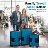 TACH Patented Connecting Hard Shell 3 Piece Luggage Set - 20, 24 & 28 inch Luggage | Carry-On, Medium & Large Rolling Suitcases - Sky Blue
