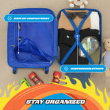 FUL Unisex Hot Wheels 20.5 Inch Carry On Rolling Luggage, Hardshell Suitcase with Spinner Wheels, Blue
