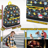 Pokemon Backpack for Kids Teens Boys Girls, Pikachu Anime Backpacks, Bag for Daycare Sports Vacation Travel, School Gift (Black AOP)