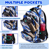 BLUEFAIRY Boys Backpack with Lunch Box for Kids Elementary Middle School Bags Set Child Book Bags Back to School Gifts Mochila Escolar para Niños Adolescentes Camo Blue