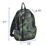 Eastsport Gym Mesh Backpack See Through Semi Transparent with Adjustable Straps for Work, Travel, Security, Swimming and Beach - Camo/Black