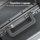 LEVEL8 20/24 Inch Zipperless 2 Piece Luggage Sets with Aluminum Frame, Lightweight Hard Shell Suitcases with Spinner Wheels, Metal Travel Luggages with Double TSA Locks, Grey
