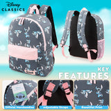 Disney Stitch Backpack for Girls Teens School Bag Kids Book Bag School Supplies Gifts (Navy/Pink)