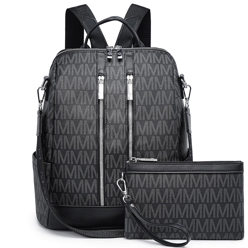 VANSARTO Backpack Purse for Women Vegan Leather Travel Backpack with Wristlet, Designer Convertible Shoulder Bag Satchel Handbag, Lightweight Fashion Backpack with Wide Strap (Black)