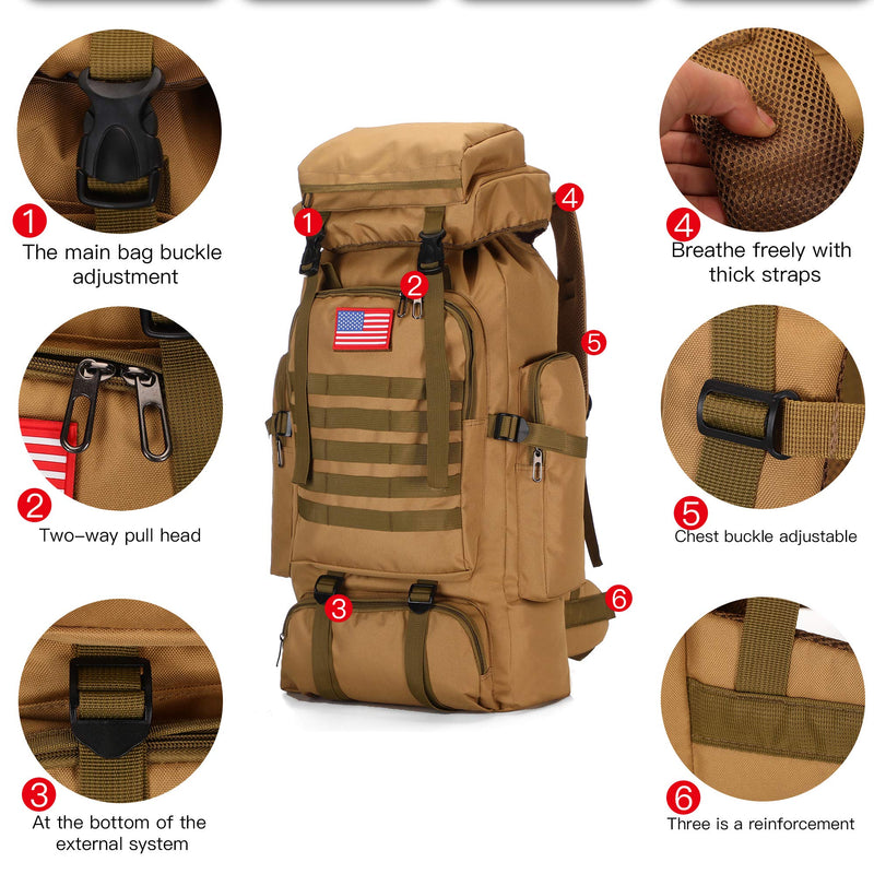 King'sGuard 70L Camping Hiking Backpack Tactical Backpack Military Molle Rucksack Backpack for Outdoor