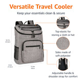 Amazon Basics Insulated Cooler Backpack, Leak-Proof, 30 Can Capacity, Portable Soft Sided Cooler, Keeps Cold for Hours, Gray