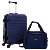 Wrangler Smart Spinner Hardside Luggage, 2 Piece Set, Navy Blue