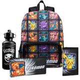 Pokemon Backpack Set 4 Pcs for Kids with Backpack Water Bottle Pencil Case Lunch Bag or Wallet Anime School Supplies Gifts (Multi 4 Pcs Set)